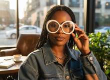 Oversized Vintage Retro Style Clear Lens EYEGLASSES X-Large Round White Frame E6009