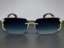 Classy Elegant Luxury Hip Hop Rapper Style SUNGLASSES Rimless Gold & Faux Wooden Frame - Gradient Lens 27806