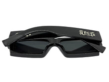 Classic Hardcore Biker Gangster Style LOCS SUNGLASSES X-Large Thick Black Frame - Chrome Lens 91321
