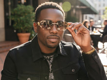 Classy Elegant Luxury Hip Hop Rapper Style SUNGLASSES Rimless Gold & Faux Wooden Frame - Honey Gradient Lens 27806