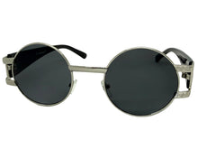 Classic Vintage Retro Luxury Hip Hop Rapper Style SUNGLASSES Round Silver Frame - Dark Lens 6556
