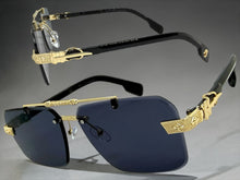 Classy Elegant Luxury Hip Hop Rapper Style SUNGLASSES Gold & Black Frame - Gold Cross & Fleur De Lis 27774