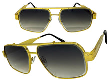 Classic Vintage Retro Luxury Hip Hop Rapper Style SUNGLASSES Square Gold Frame - Gradient Lens E2206