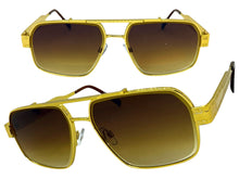 Classic Vintage Retro Luxury Hip Hop Rapper Style SUNGLASSES Square Gold Frame - Honey Lens E2206
