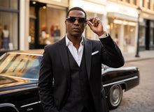 Classy Elegant Luxury Hip Hop Rapper Style SUNGLASSES Silver & Faux Wooden Frame - Gray Lens E2176