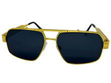Classic Vintage Retro Luxury Hip Hop Rapper Style SUNGLASSES Square Gold Frame - Dark Lens E2206