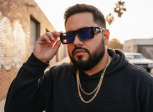Classic Hardcore Biker Gangster Style LOCS SUNGLASSES X-Large Thick Black Frame - Green Lens 91321