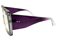 Oversized Classic Vintage Retro Shield Style Clear Lens EYEGLASSES Large Purple Frame 3130