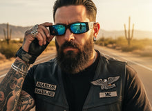 Classic Hardcore Biker Gangster Style LOCS SUNGLASSES Large Thick Black Frame - Blue Lens 91320