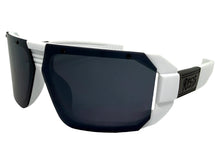 Classic Hardcore Biker Gangster Wrap Around LOCS SUNGLASSES Large White Frame - Dark Lens 91202