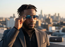 Classic Vintage Retro Luxury Hip Hop Rapper Style SUNGLASSES Oval Silver Frame - Blue Lens 27736
