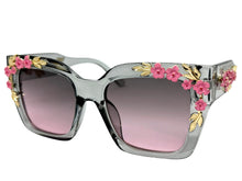 Classic Elegant Vintage Retro Style SUNGLASSES Large Thick Square Gray Floral Frame 17004 (Copy)