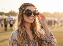 Oversized Exaggerated Vintage Retro Style SUNGLASSES Large Round Brown Frame 7152