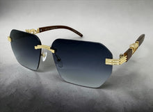Classy Elegant Luxury Hip Hop Rapper Style SUNGLASSES Gold & Faux Wooden Frame - Gradient Lens 27804