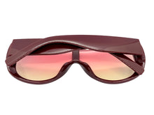 Oversized Modern Retro Shield Style SUNGLASSES Thick Red Frame - Pink Lens 2466