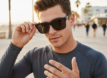 Classic Sporty Driving Fishing POLARIZED SUNGLASSES Large Black Frame - Dark Lens 9086