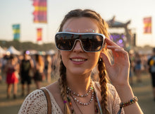 Space Futuristic Robotic Cyclops Modern Contemporary Party Raver SUNGLASSES Sleek Silver Frame LH315