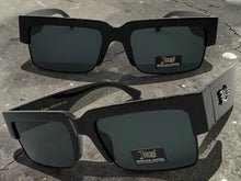 Classic Hardcore Biker Gangster Style LOCS SUNGLASSES Square Black Frame - Dark Lens 91194