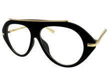 Oversized Classic Vintage Retro Style Clear Lens EYEGLASSES Large Matte Black & Gold Frame 27009