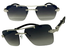 Classy Elegant Luxury Hip Hop Rapper Style SUNGLASSES Silver & Faux Wooden Frame - Gray Lens E2176