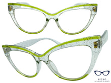 Classic Elegant Vintage Retro Cat Eye Style READING GLASSES READERS Clear Glitter Frame +2.00