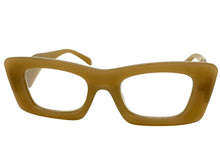 Exaggerated Classic Vintage RETRO Cat Eye Style READING GLASSES READERS Khaki Frame - Lens Strength +1.50