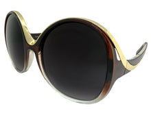 Oversized Exaggerated Vintage Retro Style SUNGLASSES Large Round Brown Frame 7152