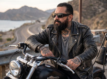 Classic Hardcore Biker Gangster Style SUNGLASSES Thick Rectangular Black Frame - Dark Lens 81019