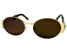 Classic Vintage Retro Luxury Hip Hop Rapper Style SUNGLASSES Oval Gold Frame - Brown Lens 27736