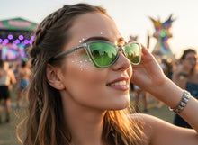 Classy Elegant Modern Retro Cat Eye Style SUNGLASSES Sleek Gray Frame - Green Lens 6779