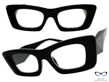 Exaggerated Classic Vintage RETRO Cat Eye Style READING GLASSES READERS Black Frame - Lens Strength +1.50