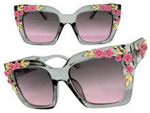 Classic Elegant Vintage Retro Style SUNGLASSES Large Thick Square Gray Floral Frame 17004 (Copy)