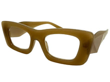 Exaggerated Classic Vintage RETRO Cat Eye Style READING GLASSES READERS Khaki Frame - Lens Strength +1.50