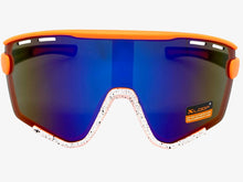 Oversized Retro Sporty Wrap Around Style SUNGLASSES Large Orange & White Frame 3694