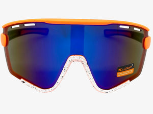 Oversized Retro Sporty Wrap Around Style SUNGLASSES Large Orange & White Frame 3694