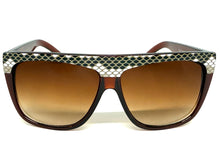 Oversized Classic Vintage Retro Style SUNGLASSES Large Brown Snakeskin Frame 1201