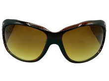 Oversized Classy Elegant Western Cowgirl Style SUNGLASSES Brown Frame with Silver Cross 8368