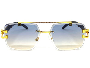 Men's Classy Elegant Luxury Retro Hip Hop Style SUNGLASSES Gold & Faux Wood Frame 5256