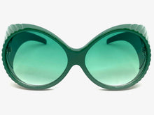 Oversized Exaggerated Vintage Retro Style SUNGLASSES Large Thick Round Green Frame 2156