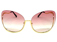 Oversized Exaggerated Classic Vintage Retro Style SUNGLASSES Large Gold Frame - Pink Lens A315