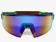 Oversized Retro Sporty Wrap Around Shield Style SUNGLASSES Large Frame - Green Lens 80963
