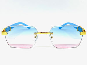 Men's Classy Elegant Luxury Retro Hip Hop Style SUNGLASSES Gold Rimless Frame 7522