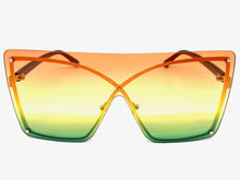 Oversized Exaggerated Modern Retro Shield Style SUNGLASSES Large Flat Multicolor Lens E0443
