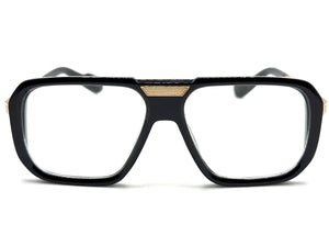 Classic Vintage Retro Hip Hop Rapper Style Clear Lens EYEGLASSES Black & Gold Frame 76006