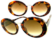 Exaggerated Vintage Retro Funky Hippie Style SUNGLASSES Round Tortoise & Gold Frame P8216