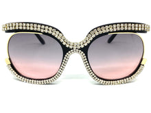Oversized Classic Vintage Retro Style SUNGLASSES Square Bling Black Frame 49095