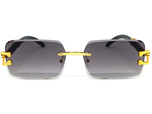 Classy Elegant Sophisticated Luxury Hip Hop Style SUNGLASSES Rimless Gold Frame 5210