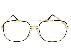 Classic TRUE Vintage Retro Aviator Style Clear Lens EYEGLASSES Gold Frame - Glass Lens 9006