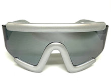 Oversized Exaggerated Modern Rerto Shield Style SUNGLASSES Large Silver Frame 63290
