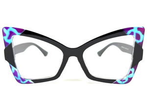 Oversized Vintage Retro Style Clear Lens EYEGLASSES Large Black Frame 97198